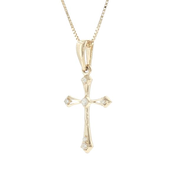 Delicate Faith & Sparkle: Diamond Cross Pendant in 14K Yellow Gold Image 3 Bryan Jewelry Prattville, AL