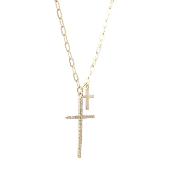 Faith in Balance: Double Cross Diamond Necklace Image 2 Bryan Jewelry Prattville, AL
