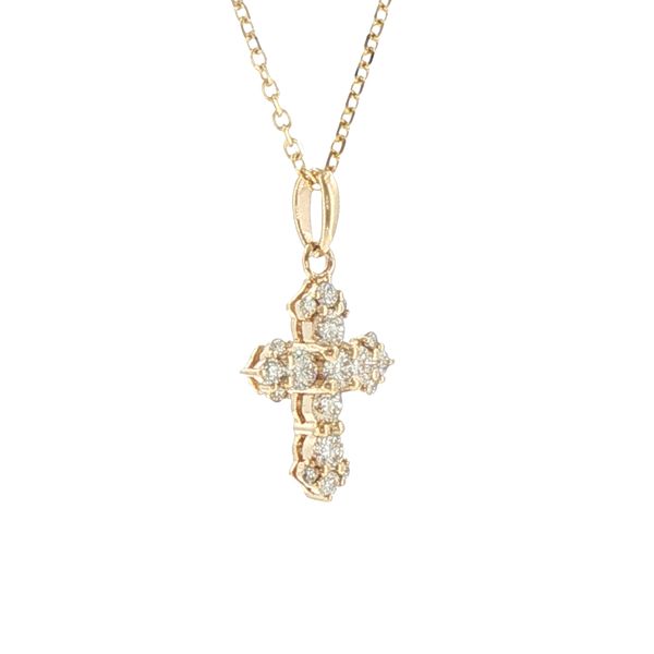 Faithful Sparkle: Petite Diamond Cross Pendant in 14K Yellow Gold Image 2 Bryan Jewelry Prattville, AL