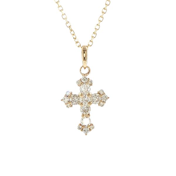 Faithful Sparkle: Petite Diamond Cross Pendant in 14K Yellow Gold Bryan Jewelry Prattville, AL