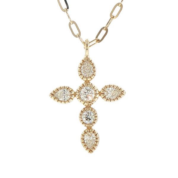 Distinctive Brilliance: Mixed-Cut Diamond Cross Pendant in 14K Yellow Gold Bryan Jewelry Prattville, AL