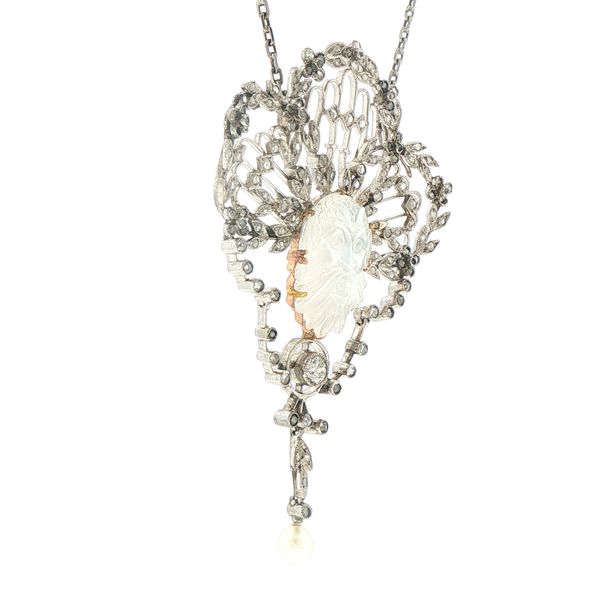 Edwardian Moonstone & Diamond Necklace Image 2 Bryan Jewelry Prattville, AL