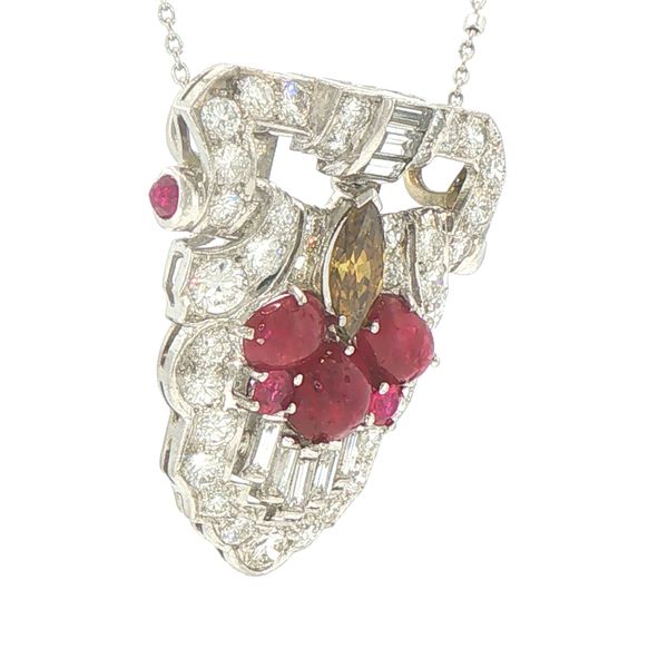 Estate Ruby & Diamond Shield Pendant Image 4 Bryan Jewelry Prattville, AL