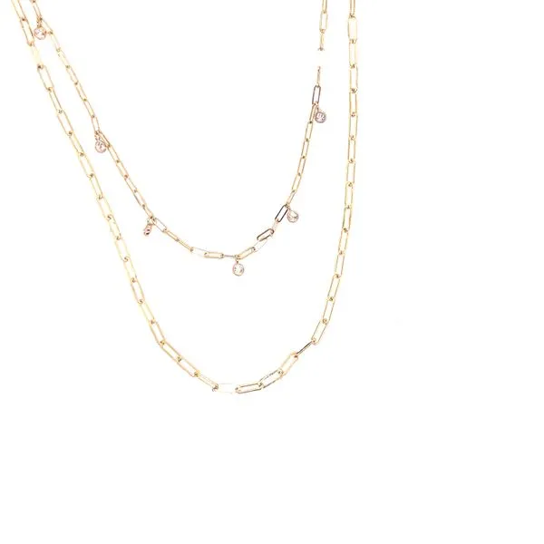 Double Layer Paperclip with Fixed Station Diamond Drops Bryan Jewelry Prattville, AL