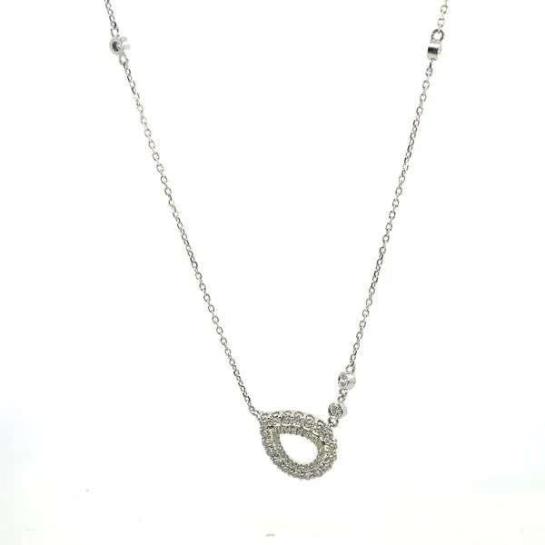 Double Halo pear shaped -necklace -adjustable- with four fixed station bezels Image 2 Bryan Jewelry Prattville, AL