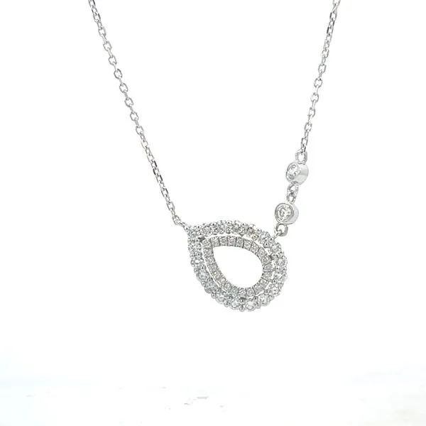 Double Halo pear shaped -necklace -adjustable- with four fixed station bezels Bryan Jewelry Prattville, AL