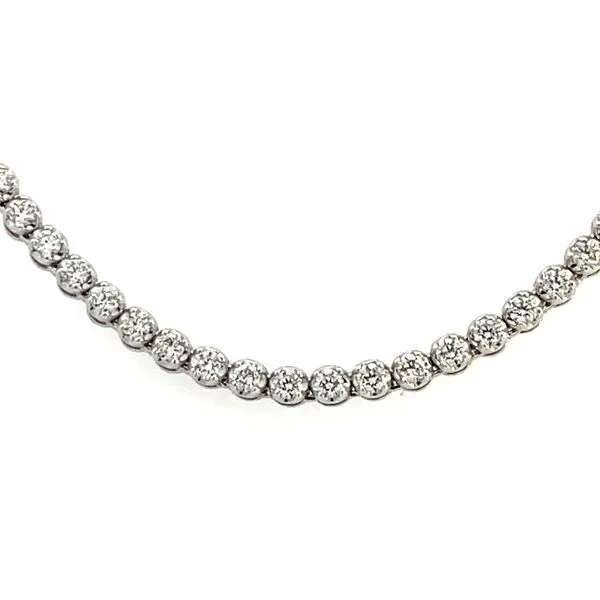 Diamond Necklace approx 4ctw (3.95ctw) 14k white gold with hidden clasp and figure eight safety.11.7g Bryan Jewelry Prattville, AL