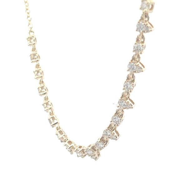 Alternating pear & round diamond necklace-14ky-wearable at 16-17-18 inches-3.07g Image 2 Bryan Jewelry Prattville, AL