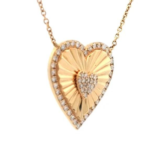 Radiating diamond heart necklace in 14k yellow gold Image 2 Bryan Jewelry Prattville, AL