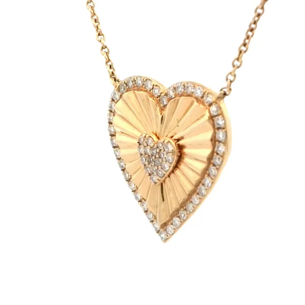 Radiating diamond heart necklace in 14k yellow gold Image 3 Bryan Jewelry Prattville, AL