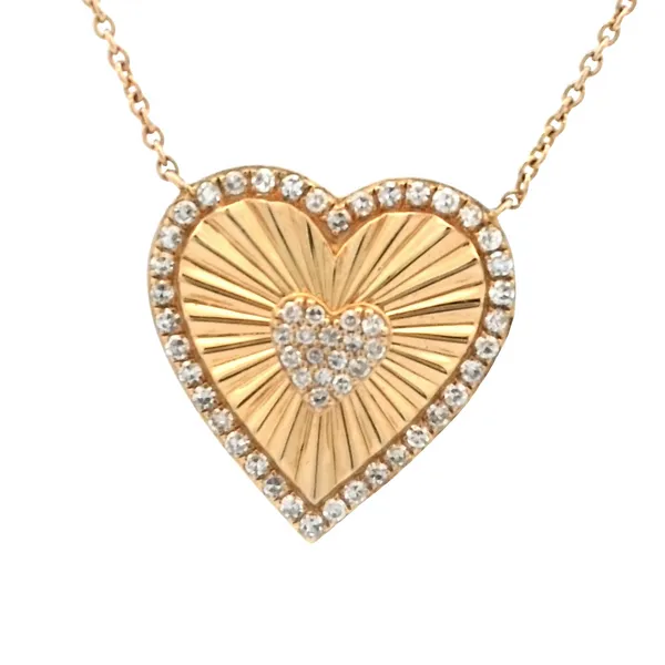 Radiating diamond heart necklace in 14k yellow gold Bryan Jewelry Prattville, AL