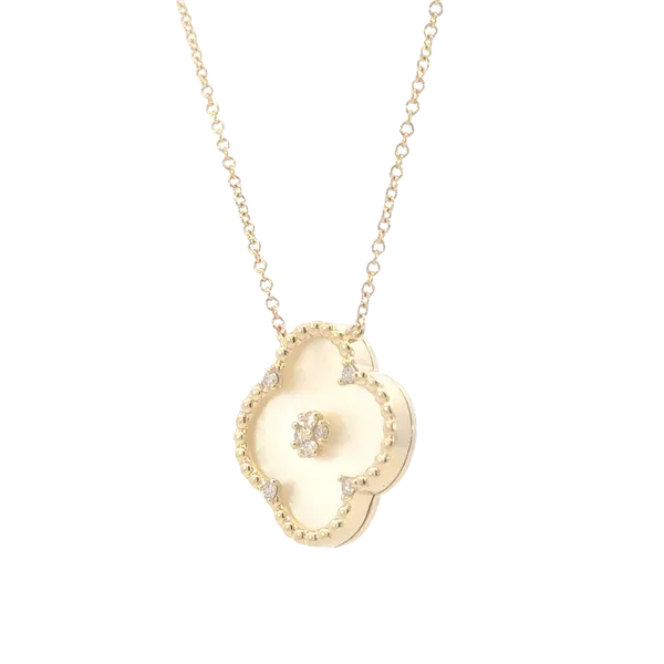 Mother of Pearl and Diamond Necklace Image 2 Bryan Jewelry Prattville, AL