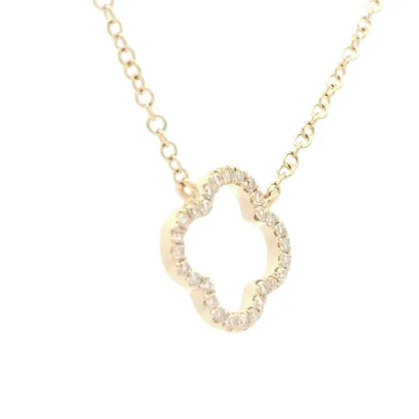 14ky Clover Outline Diamond Necklace Image 2 Bryan Jewelry Prattville, AL