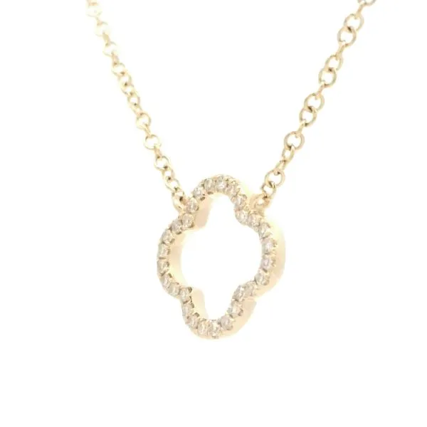 14ky Clover Outline Diamond Necklace Image 4 Bryan Jewelry Prattville, AL
