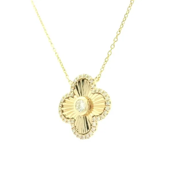 Golden Glow, Clover Charm<br> Diamond Clover Medallion Necklace in 14ky Image 2 Bryan Jewelry Prattville, AL