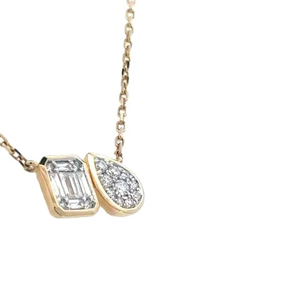 Two Shapes, One Sparkling Story, Diamond Toi Et Moi Cluster Necklace in 14ky Image 3 Bryan Jewelry Prattville, AL