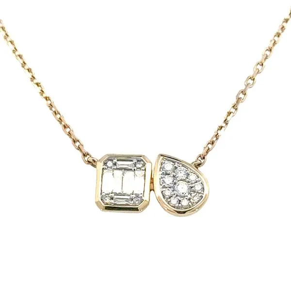Two Shapes, One Sparkling Story, Diamond Toi Et Moi Cluster Necklace in 14ky Bryan Jewelry Prattville, AL