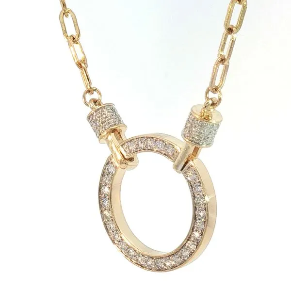 Diamond Circle Necklace with a Paperclip Chain- 14ky Image 2 Bryan Jewelry Prattville, AL