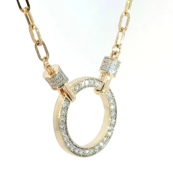 Diamond Circle Necklace with a Paperclip Chain- 14ky Image 3 Bryan Jewelry Prattville, AL