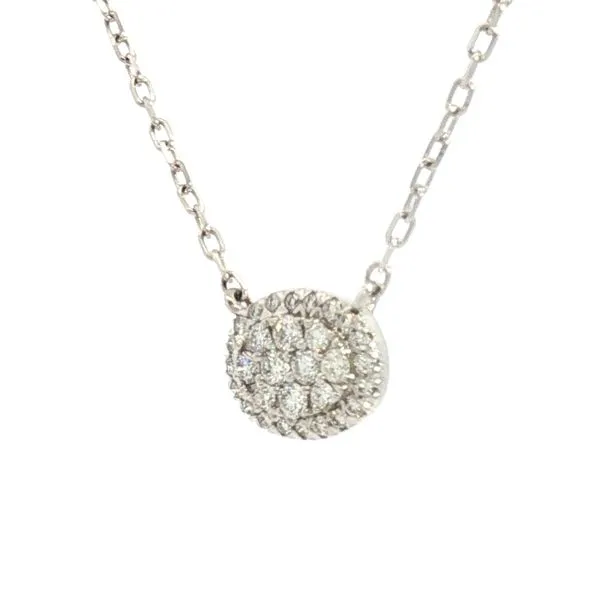 East to West Oval Halo Diamond Cluster Necklace in 14kw Image 2 Bryan Jewelry Prattville, AL