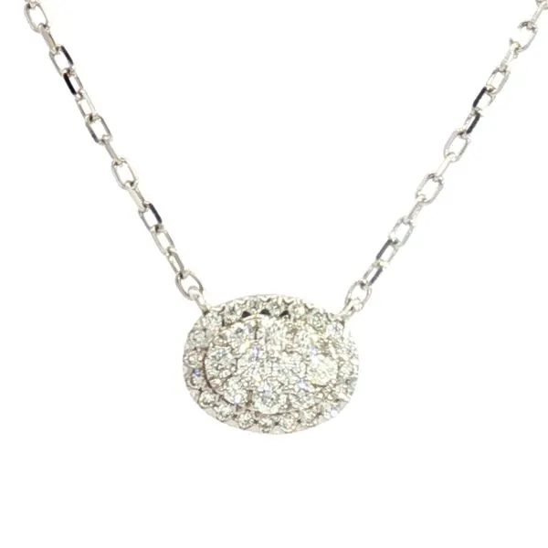 East to West Oval Halo Diamond Cluster Necklace in 14kw Bryan Jewelry Prattville, AL