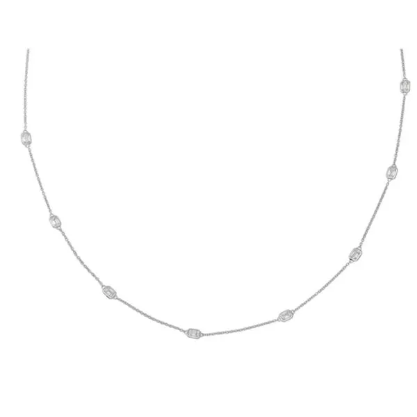 Golden Geometry: Baguette Diamond Station Necklace in 14kw Bryan Jewelry Prattville, AL