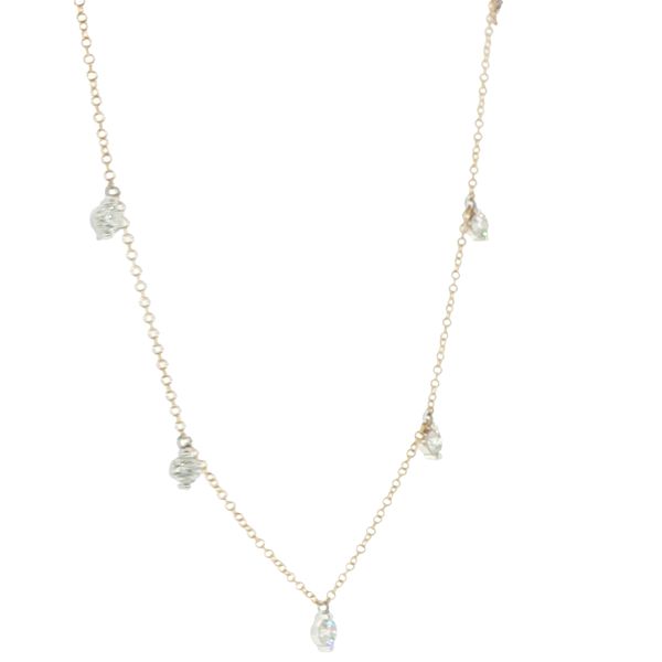 Delicate Sparkle: Two-Tone Diamond Station-to-Station Dangle Necklace in 14K Gold Image 2 Bryan Jewelry Prattville, AL
