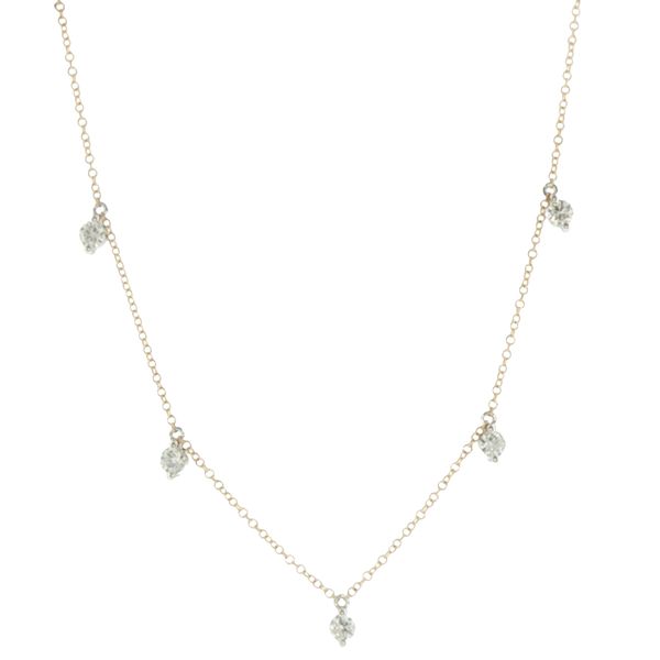 Delicate Sparkle: Two-Tone Diamond Station-to-Station Dangle Necklace in 14K Gold Bryan Jewelry Prattville, AL