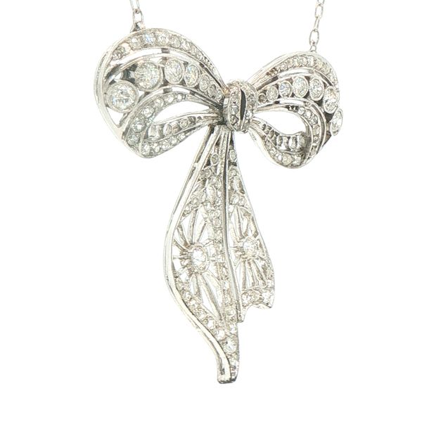 Estate Edwardian Diamond Bow Pendant Image 3 Bryan Jewelry Prattville, AL