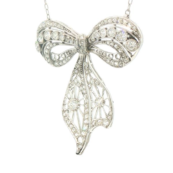 Estate Edwardian Diamond Bow Pendant Image 4 Bryan Jewelry Prattville, AL