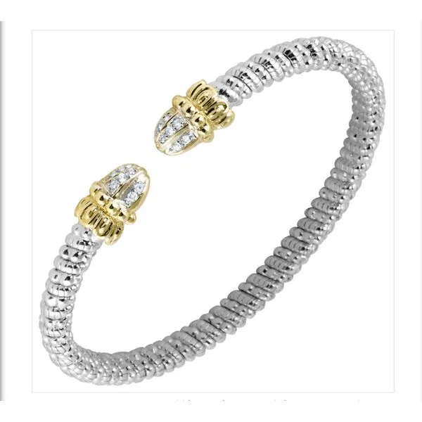 A Vahan sterling silver & 14ky .11ctw diamond 4mm bangle bracelet Bryan Jewelry Prattville, AL