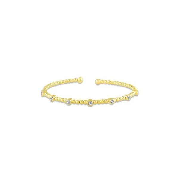 Beautifully Beaded and Bezel Set Diamond Cuff Bracelet-14ky Bryan Jewelry Prattville, AL