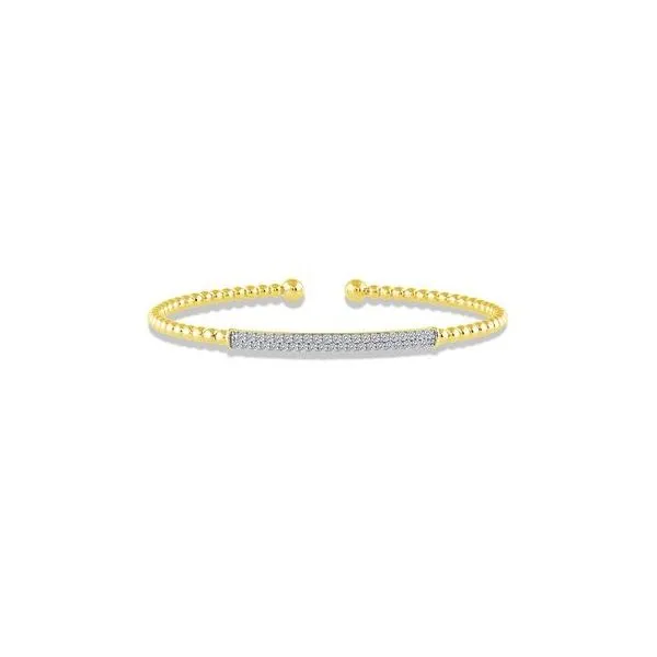 Beautifully beaded bangle with Pave' set Diamond Bar Bryan Jewelry Prattville, AL
