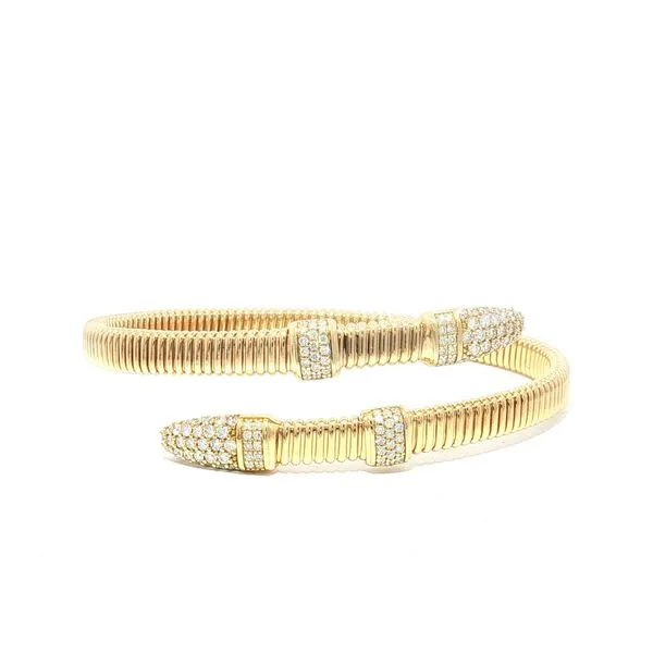 18k Yellow Gold Flexible Wrap Cuff Bracelet with 1 1/5ctw Diamonds Bryan Jewelry Prattville, AL