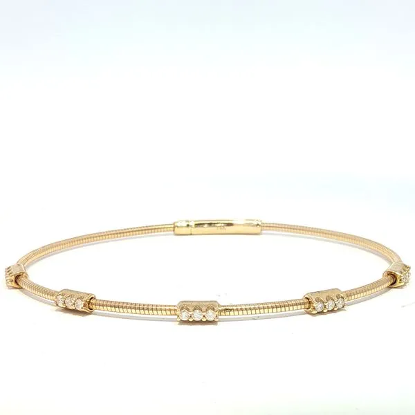 14ky Diamond Bangle with fixed stations of Diamonds-1/4ctw Bryan Jewelry Prattville, AL