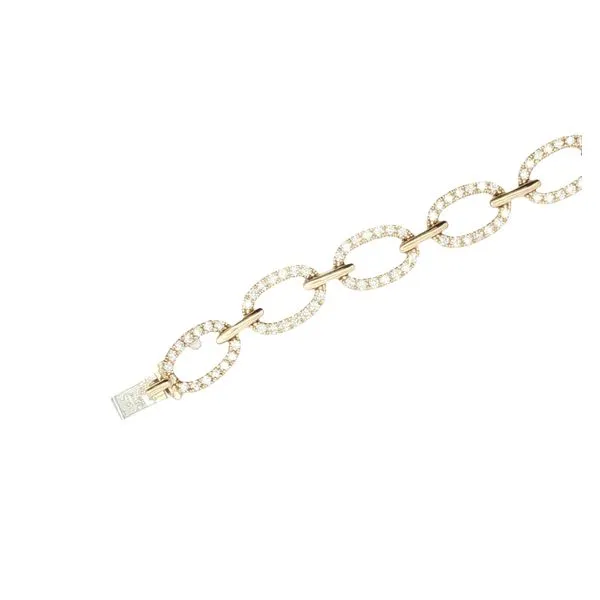 14ky oval link bracelet pave' set with 1 1/2 ctw of natural diamonds-hidden safety clasp Image 3 Bryan Jewelry Prattville, AL