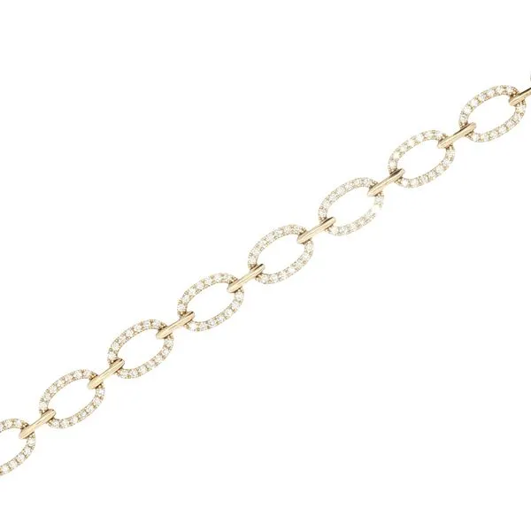 14ky oval link bracelet pave' set with 1 1/2 ctw of natural diamonds-hidden safety clasp Bryan Jewelry Prattville, AL