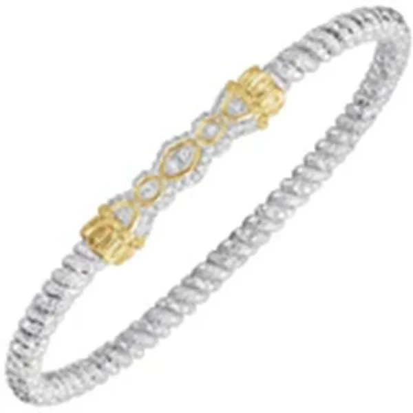 14K Gold and Sterling Silver, Diamond Stackable Bracelet | 3MM Bryan Jewelry Prattville, AL