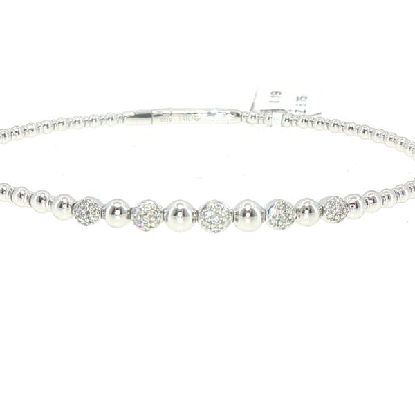 14K White Gold .19ctw Natural Diamond Flex Bangle Bracelet Bryan Jewelry Prattville, AL