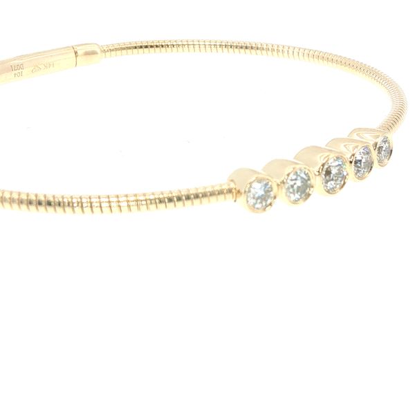 14K Yellow Gold .71ctw Five Stone Natural Diamond Flex Bangle Bracelet Image 3 Bryan Jewelry Prattville, AL