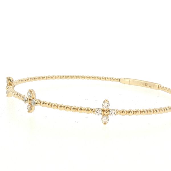 14K Yellow Gold .38ctw Natural Diamond Flex Bangle Bracelet Image 3 Bryan Jewelry Prattville, AL