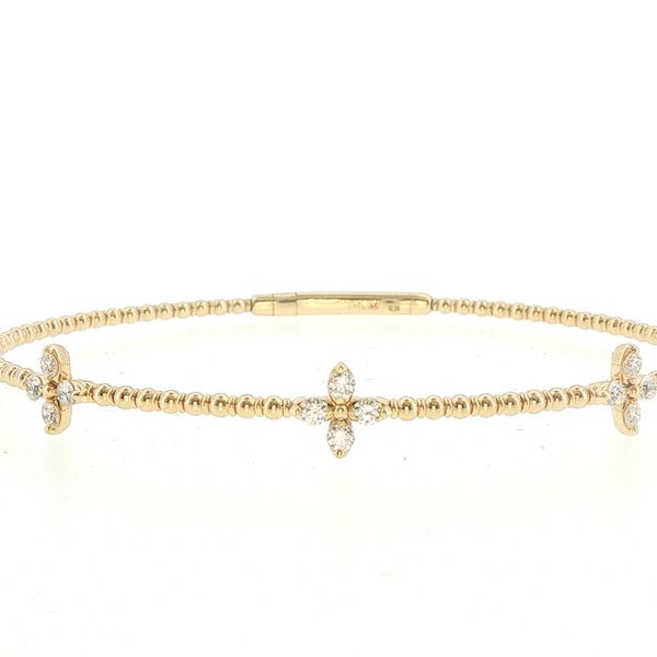 14K Yellow Gold .38ctw Natural Diamond Flex Bangle Bracelet Bryan Jewelry Prattville, AL