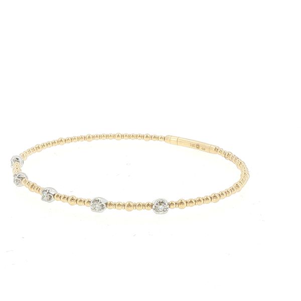 14K Yellow Gold .25ctw Natural Diamond Fixed Station Flex Bangle Bracelet Image 2 Bryan Jewelry Prattville, AL
