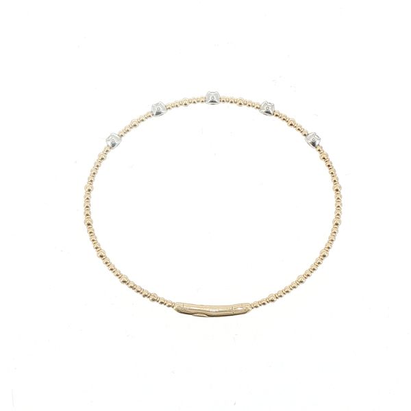 14K Yellow Gold .25ctw Natural Diamond Fixed Station Flex Bangle Bracelet Image 3 Bryan Jewelry Prattville, AL