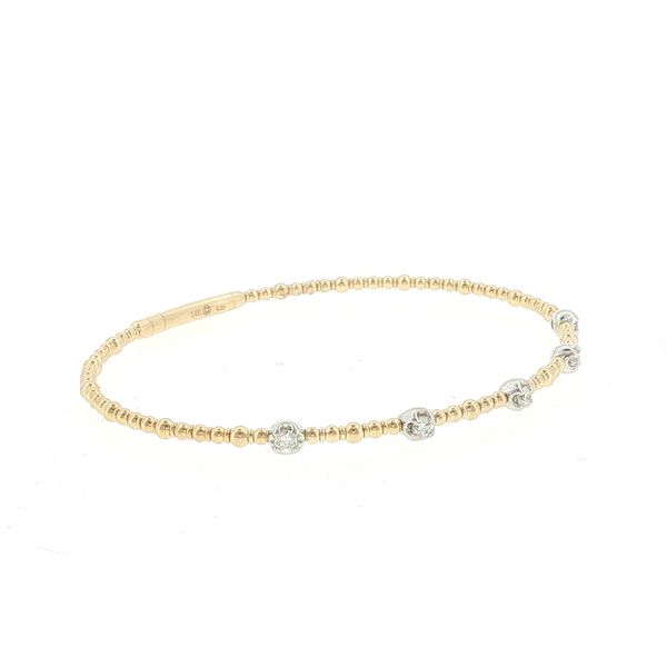 14K Yellow Gold .25ctw Natural Diamond Fixed Station Flex Bangle Bracelet Image 5 Bryan Jewelry Prattville, AL