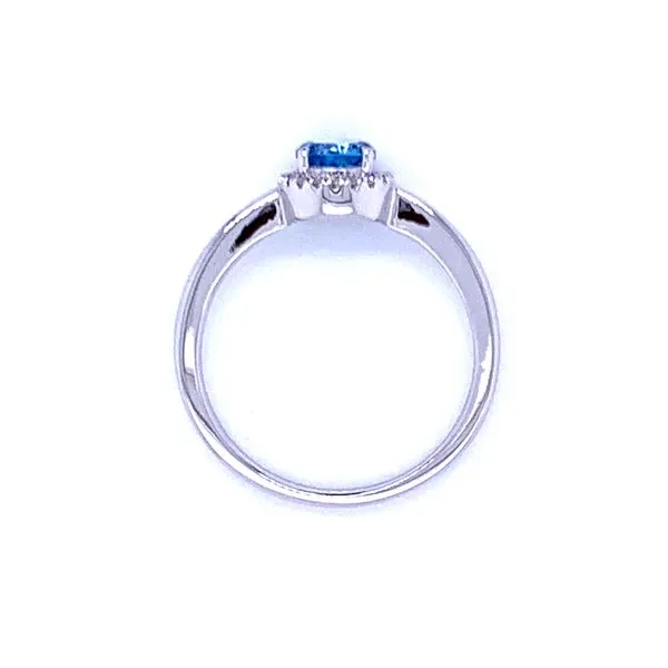 Blue Topaz and Diamond Halo Ring Image 2 Bryan Jewelry Prattville, AL