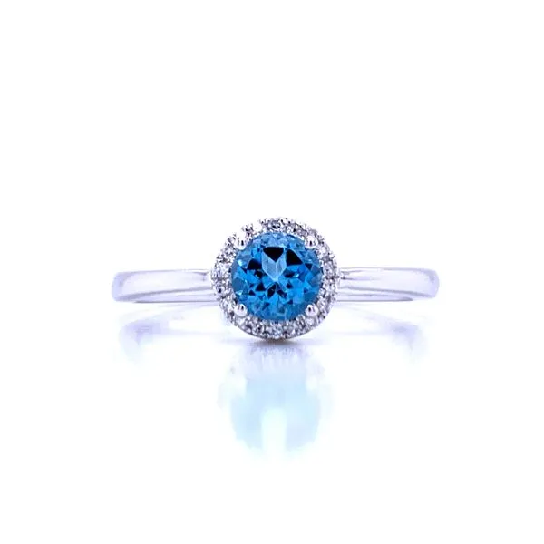 Blue Topaz and Diamond Halo Ring Bryan Jewelry Prattville, AL