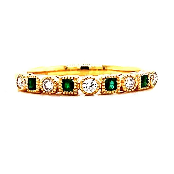 14k Yellow Gold Alternating Emerald & Diamond Stacker Band Bryan Jewelry Prattville, AL