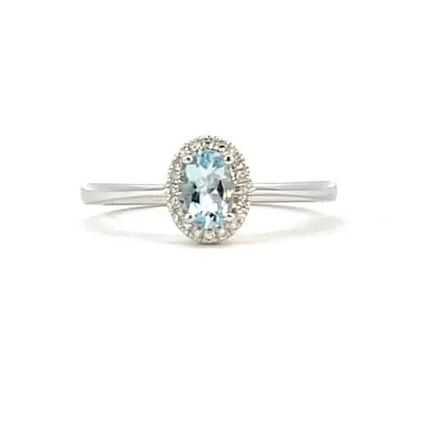 Oval Aquamarine & Diamond Halo Ring Bryan Jewelry Prattville, AL