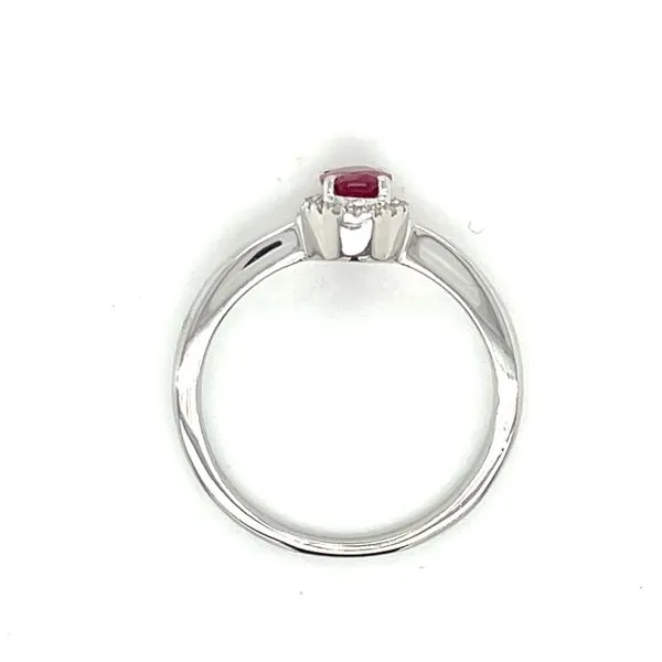 Oval Ruby & Diamond Halo Ring Image 4 Bryan Jewelry Prattville, AL